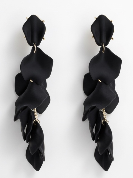 Fashion Jewelry Jewelry - Womens‎ Tassel Black Flower Petal Dangle Long Earrings
